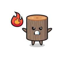tree stump character cartoon with angry gesture vector