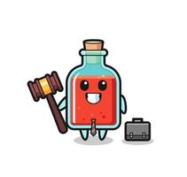 Illustration of square poison bottle mascot as a lawyer vector