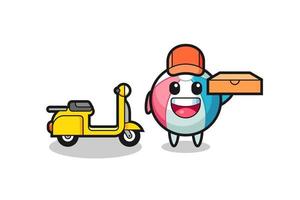 Character Illustration of beach ball as a pizza deliveryman vector