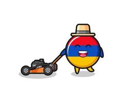 illustration of the armenia flag character using lawn mower vector