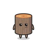 cute tree stump character with suspicious expression vector