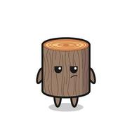 cute tree stump character with suspicious expression vector