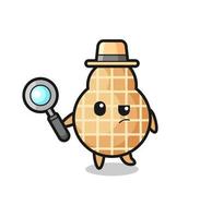 peanut detective character is analyzing a case vector