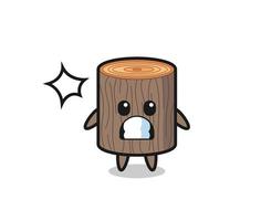 tree stump character cartoon with shocked gesture vector