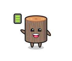 tree stump mascot character with energetic gesture vector