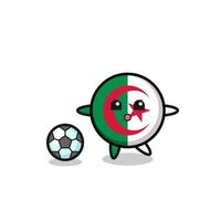 Illustration of algeria flag cartoon is playing soccer vector