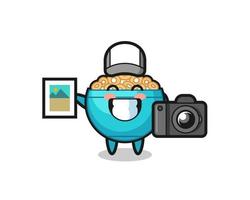 Character Illustration of cereal bowl as a photographer vector