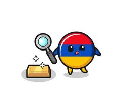 armenia flag character is checking the authenticity of the gold bullion vector