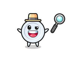 illustration of the plate mascot as a detective who manages to solve a case vector