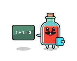 ilustración del personaje de la botella cuadrada de veneno como profesor vector