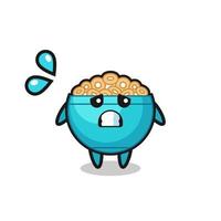 cereal bowl mascot character with afraid gesture vector