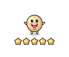 the illustration of customer best rating, soy bean cute character with 5 stars vector