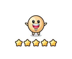 the illustration of customer best rating, soy bean cute character with 5 stars vector