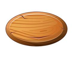 Wooden oval button for user interface design in game, video player or website. Vector cartoon