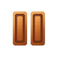 pause. wooden button in cartoon style. vector