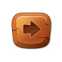 right arrow. wooden button in cartoon style. an asset for a GUI in a mobile app or casual video game. vector