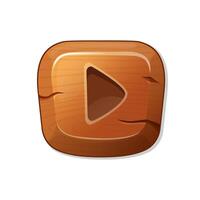 play. wooden button in cartoon style. an asset for a GUI in a mobile app or casual video game. vector