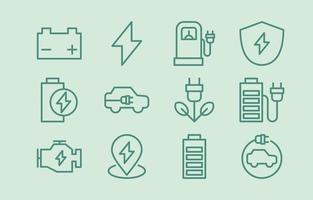 Electric Car Simple Outline Icon Collection vector