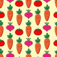 Vector seamless pattern with cute vegetables. Modern Vegetarian Pattern for Designs