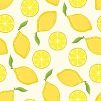 Vector seamless pattern with lemons drawn by hand. Modern fruit pattern