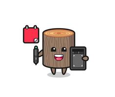 Illustration of tree stump mascot as a graphic designer vector