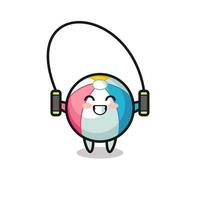 beach ball character cartoon with skipping rope vector