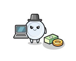 Mascot Illustration of plate as a hacker vector