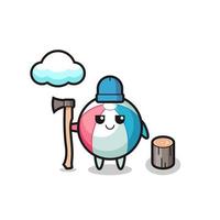 Character cartoon of beach ball as a woodcutter vector