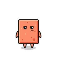 cute brick character with suspicious expression vector