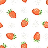 patrón vectorial sin costuras, fresas dibujadas sobre un fondo blanco. patrón jugoso para imprimir en papel, postales, textiles de cocina vector