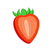 Vector strawberry icon. Color drawing of a strawberry cut