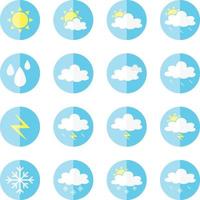 Weather icons for print, web or mobile app. Mega pack of colored weather icons. All icons for weather with sample usage vector