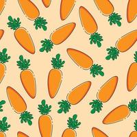 Vector seamless fruit pattern, bright juicy summer carrots on a cream background. A pattern for the design of websites, vegan products, packaging, etc.