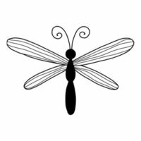 Cute dragonfly in doodle style. Vector illustration with  insect.