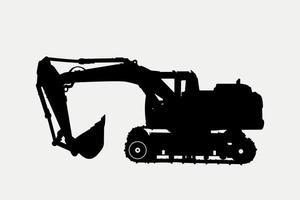 Excavator heavy construction vehicle Silhouette Illustration. vector
