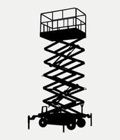 Scissors Lift construction vehicle, heavy Equipment Silhouette Illustration. vector