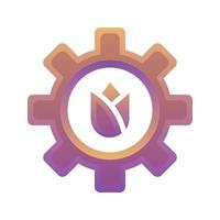 flower gear gradient logo design template icon vector