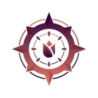 flower compass gradient logo design template icon vector