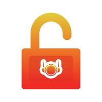 astronaut padlock logo gradient design template icon vector