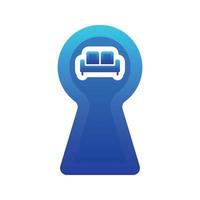 sofa keyhole logo gradient design template icon vector