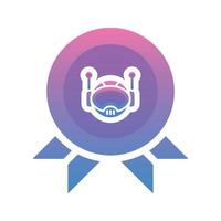 medal robot gradient logo design template icon vector