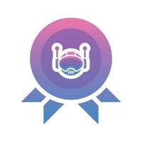 medal robot gradient logo design template icon vector