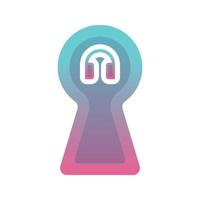 headphone keyhole gradient logo design template icon vector