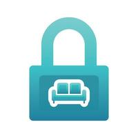 sofa lock logo gradient design template icon vector