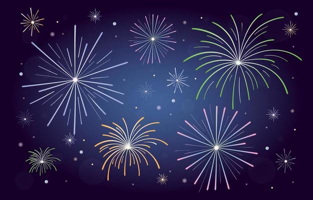 Colorful Firework at Night Background