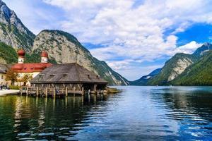 St Bartholomew's Church in Koenigssee, Konigsee, Berchtesgaden National Park, Bavaria, Germany. photo