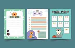 Journal Template for Daily Care of Pets vector