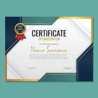 Graduation Certificate Template in Blue Green and Gold Color vector