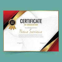 Luxury Graduation Certificate With Red, Black and Gold Border vector