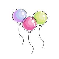 Bunch of balloons in doodle style isolated on white background. Vector se